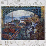 Puzzle El remordimiento de Claude Monet<br><div class="desc">El Coalmen (1875) de Claude Monet es un bello cuadro artístico de estilo vintage que presenta un paisaje urbano con trabajadores portuarios descargando carbón de las barcazas para la fábrica local a lo largo del río Sena. Una escena industrial contaminada. Sobre el artista: Claude Monet fue fundador del movimiento francés...</div>