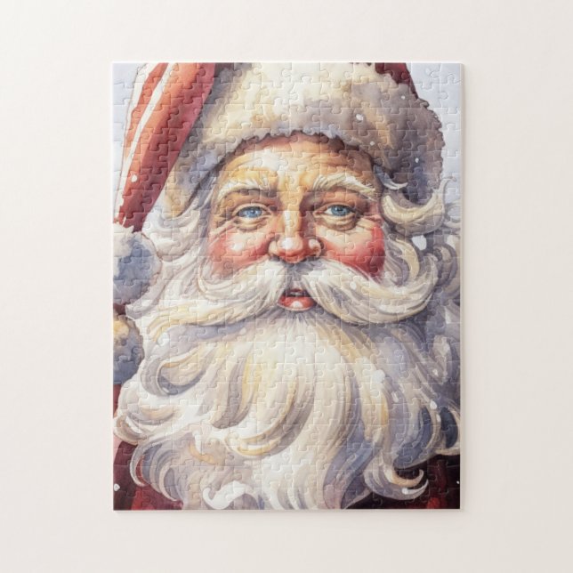 Puzzle El retro Santa Claus en un Navidad Gorra rojo (Vertical)