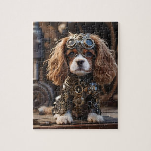 Puzzle El Rey Cavalier Spaniel Puppy Steampunked,
