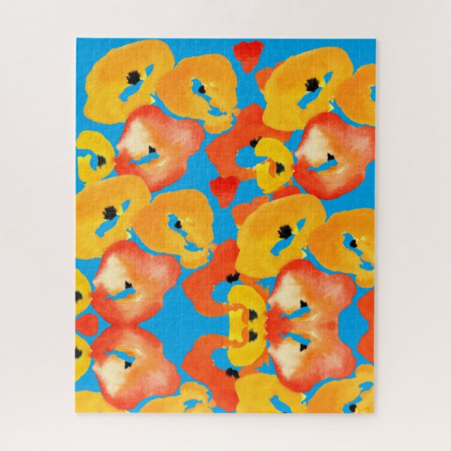 Puzzle El rojo y el naranja adornan el arte floral (Vertical)