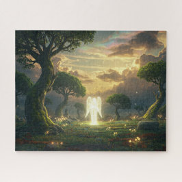 Puzzle El sagrado ángel brillante desconocido en un jardí