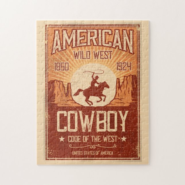 Puzzle El salvaje Oeste de Cowboy Americano (Vertical)