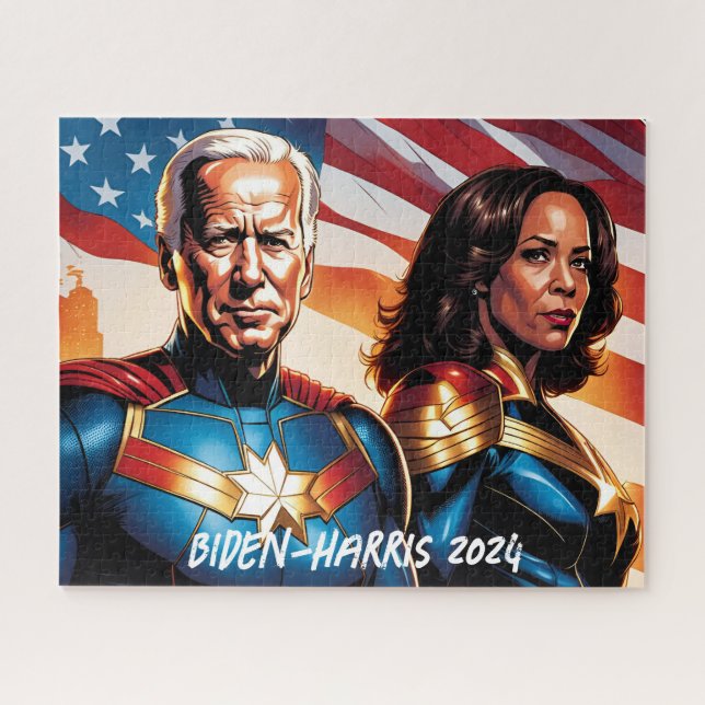 Puzzle El superhéroe Joe Biden y Kamala Harris (Horizontal)