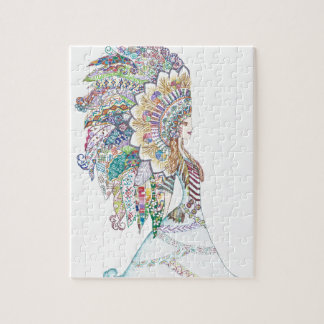 Puzzle El tocado del chica del nativo americano