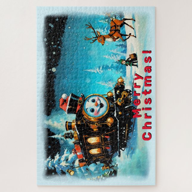Puzzle El tren de regalo - Escena de Navidades (Vertical)