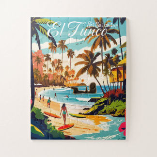Puzzle El Tunco El Salvador Poster retro de viaje