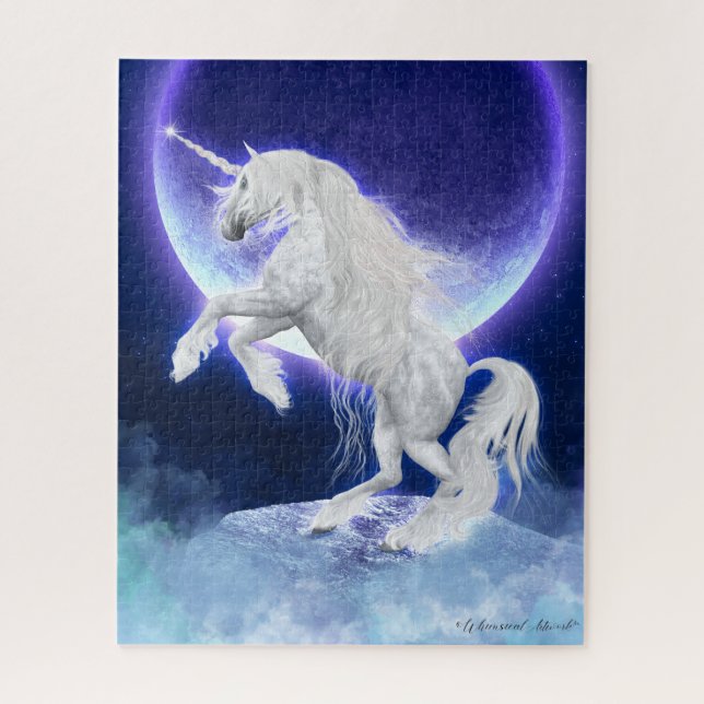 Puzzle El unicornio blanco en la luna (Vertical)