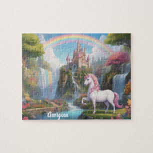 Puzzle El unicornio de hadas y el castillo personalizados