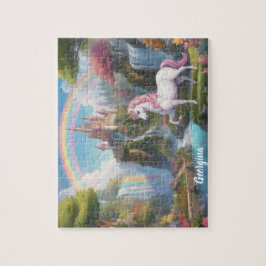 Puzzle El unicornio de hadas y el castillo personalizados