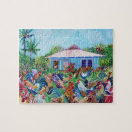 Puzzle El verdadero Kauai con gallos y gallinas
