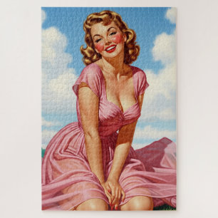Puzzle El viejo glamur retro de Hollywood: la rubia de la