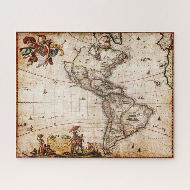 Puzzle El viejo mapa del continente americano (Horizontal)