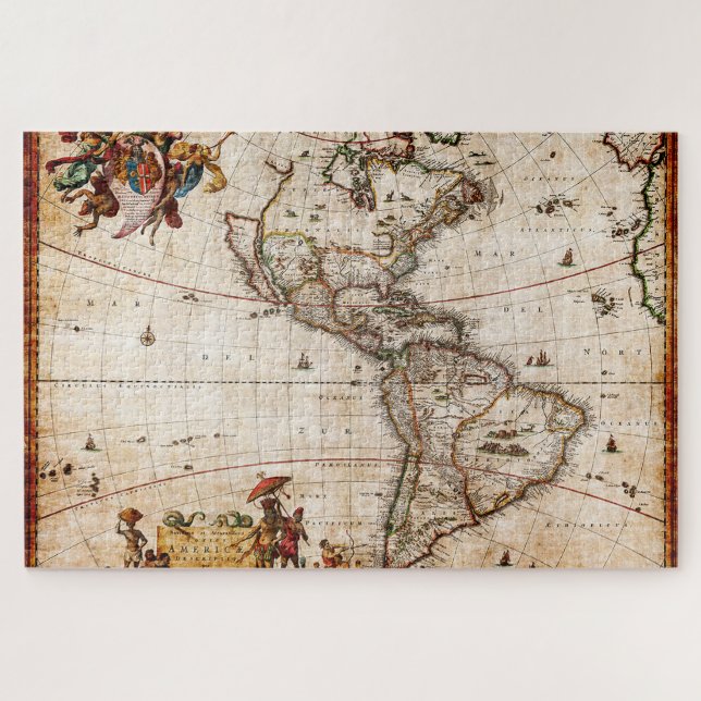 Puzzle El viejo mapa del continente americano (Horizontal)