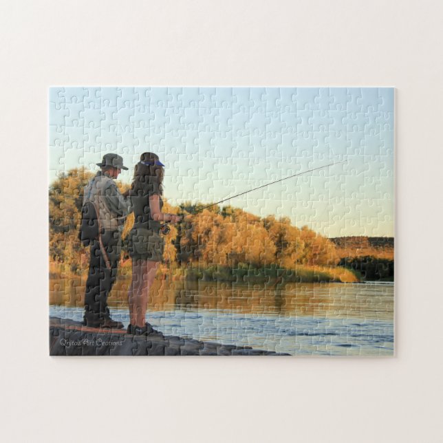 Puzzle Él y ella pesca (Horizontal)