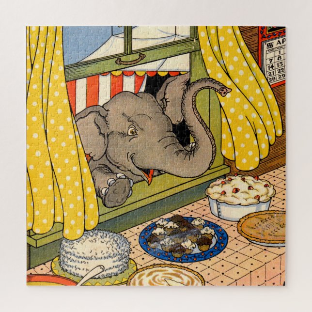 Puzzle elefante asomando la cabeza por la ventana (Vertical)