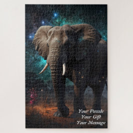 Puzzle Elefante bajo un cielo estrellado