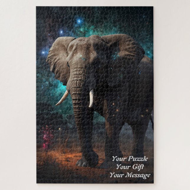 Puzzle Elefante bajo un cielo estrellado (Vertical)