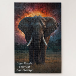 Puzzle Elefante bajo un cielo estrellado