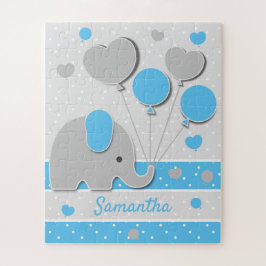 Puzzle Elefante bebé azul adorable