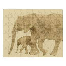 Puzzle Elefante bebé con su madre