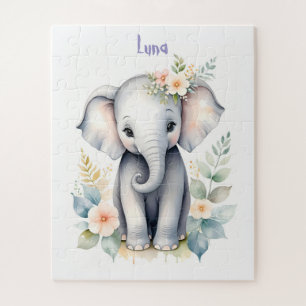 Puzzle Elefante bebé floreciente