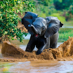 Puzzle Elefante bebé juega en el barro