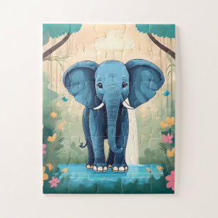 Puzzle Elefante Bebé Whimsical Azul,