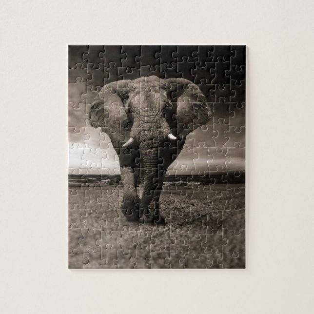 Puzzle Elefante blanco y negro (Vertical)