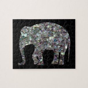 Puzzle Elefante brilla mosaico plateado brillo