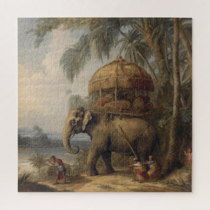 Puzzle Elefante Ceremonial y Howdah Dorado Tropical