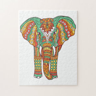 Puzzle Elefante colorido Mandala