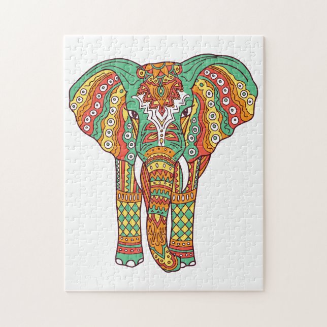 Puzzle Elefante colorido Mandala (Vertical)