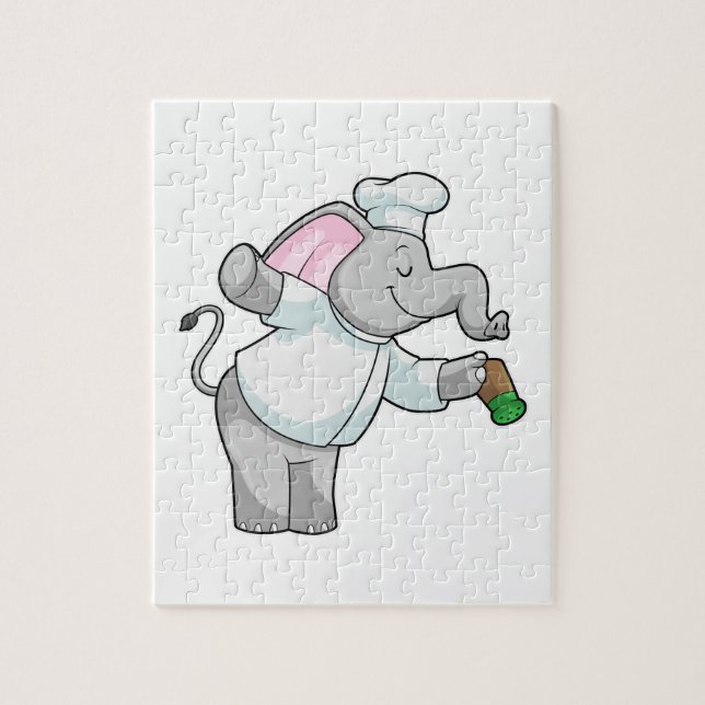 Puzzle Elefante como chef con agitador de sal (Vertical)