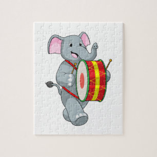 Puzzle Elefante como músico con tambor