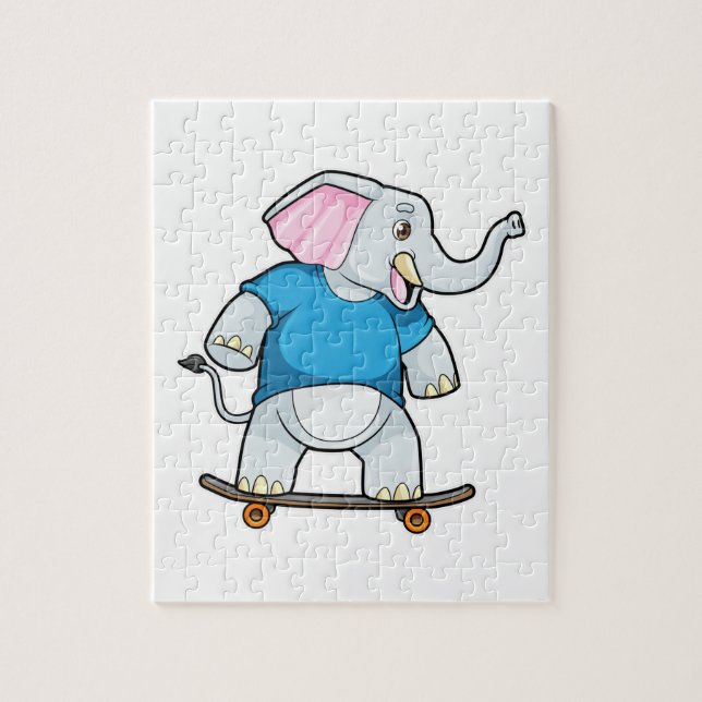 Puzzle Elefante como Skater con Skateboard (Vertical)