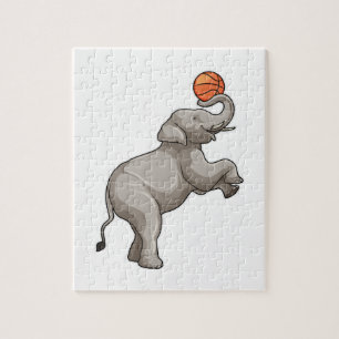 Puzzle Elefante con baloncesto