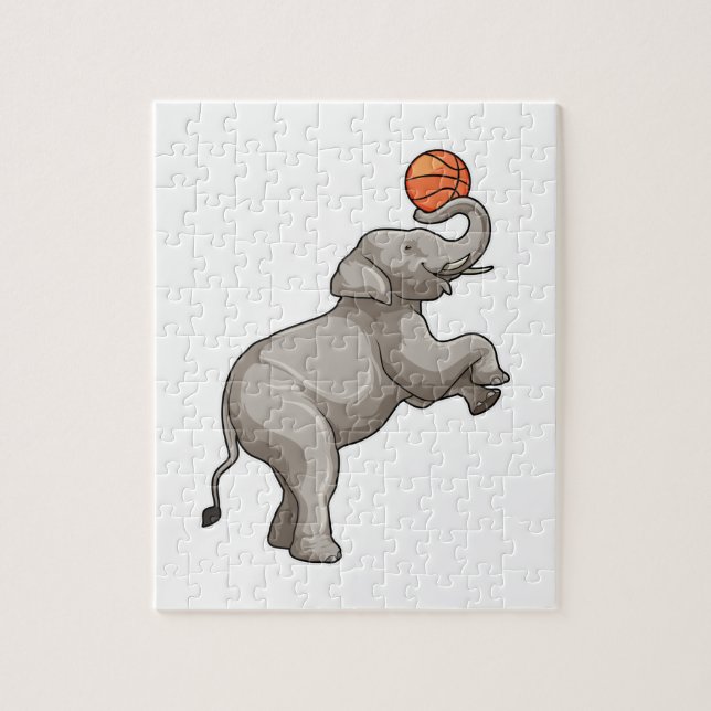 Puzzle Elefante con baloncesto (Vertical)