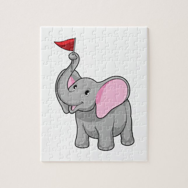 Puzzle Elefante con bandera (Vertical)