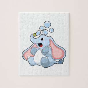 Puzzle Elefante con burbujas de agua