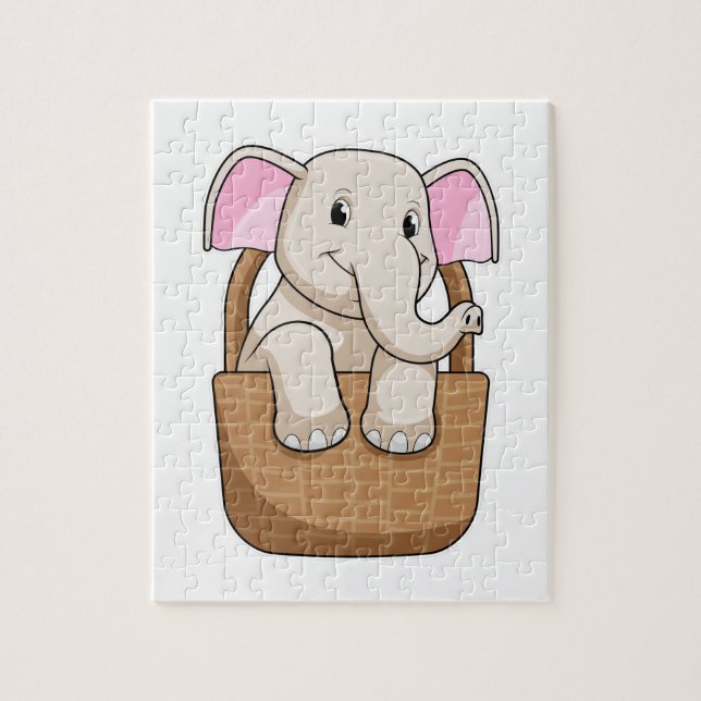 Puzzle Elefante con cesta (Vertical)