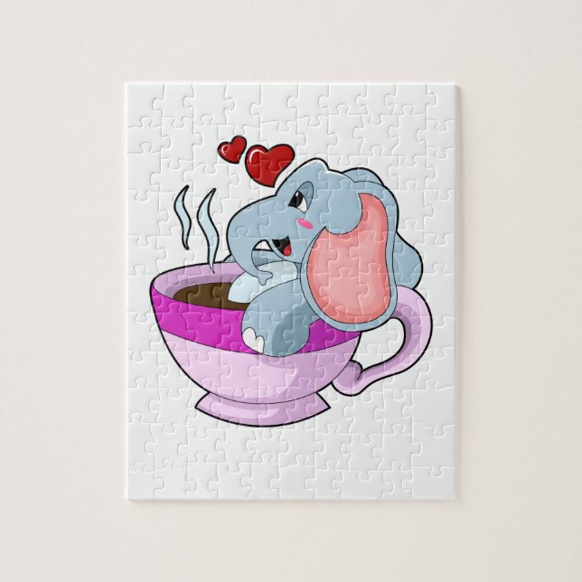 Puzzle Elefante con Copa de Café (Vertical)