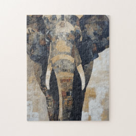 Puzzle Elefante con diseños de Benín en el cuerpo