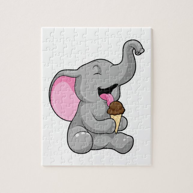 Puzzle Elefante con helado de chocolate (Vertical)