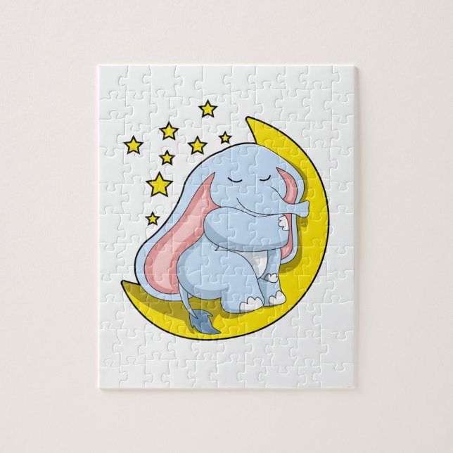 Puzzle Elefante con luna y estrellas (Vertical)