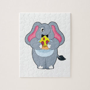 Puzzle Elefante con pizza