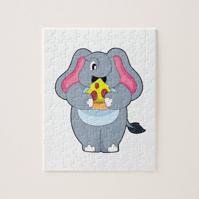 Puzzle Elefante con pizza (Vertical)
