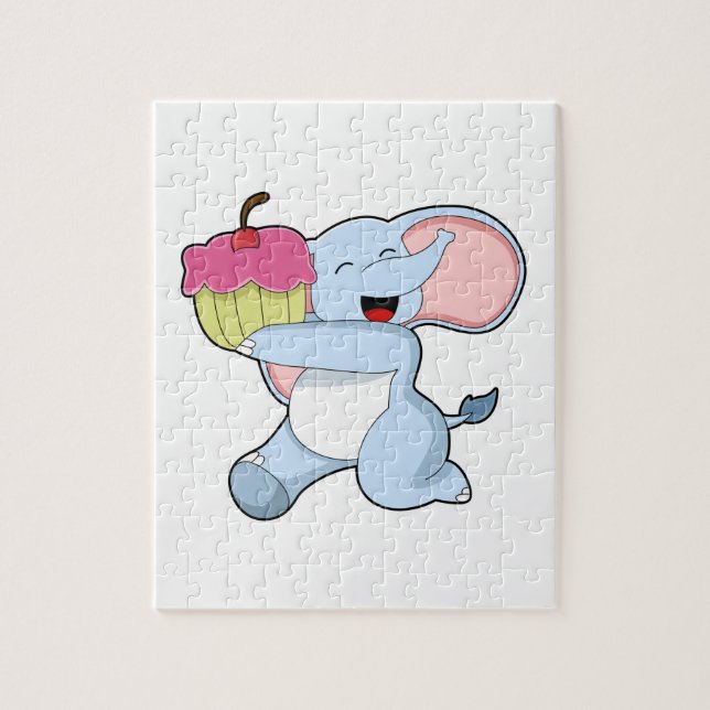 Puzzle Elefante con torta (Vertical)