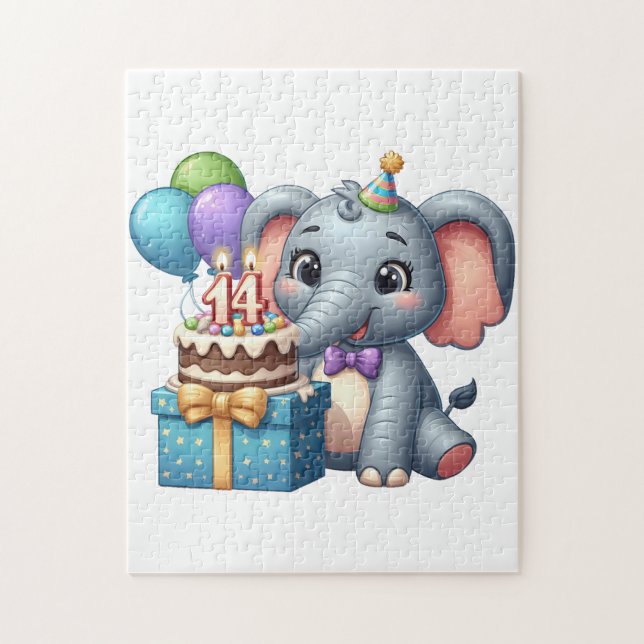 Puzzle Elefante cumpleaños 14 (Vertical)
