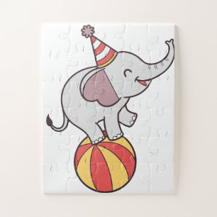 Puzzle Elefante de Circo Cuto en la bola - Fiesta de cump