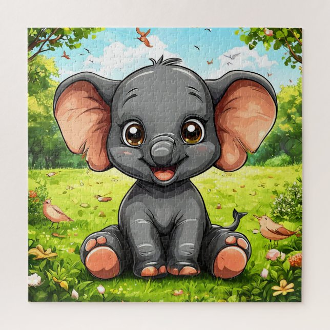Puzzle Elefante de dibujos animados adorable (Vertical)